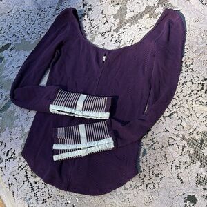 We The Free Deep Purple top  with Striped Cuffs